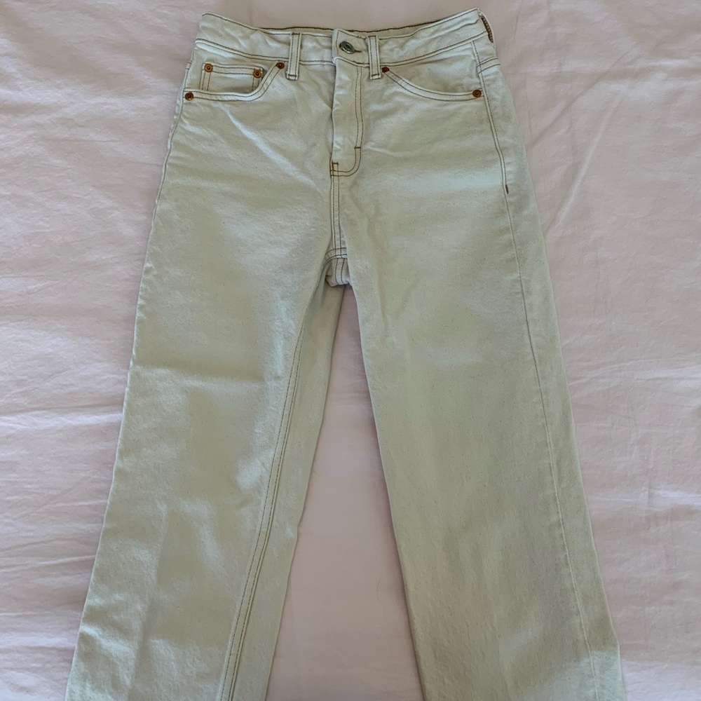 straight leg cream off-white Topshop jeans 26